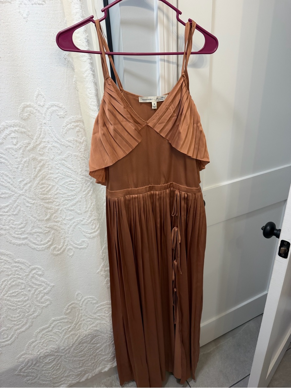 Banana Republic Rust Brown Pleated Maxi Dress